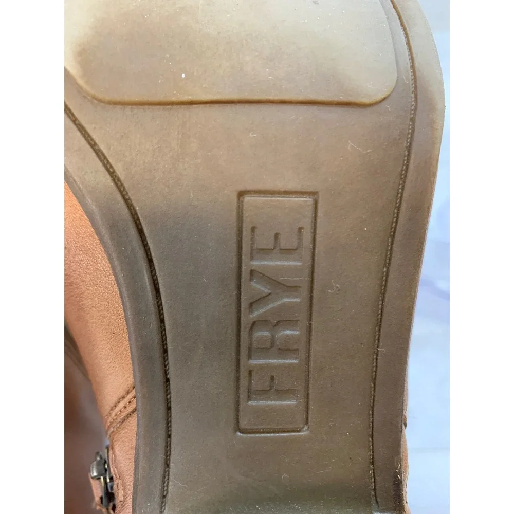 Frye Judith Women's Zip Cognac Leather Ankle Boots 9.5 Booties Comfort Shoes